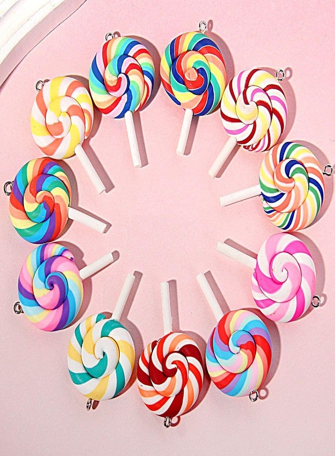 CCUUHJ 24 Pcs Christmas Lollipop Ornaments, Colorful Mini Candy Cane Hanging Ornaments Polymer Clay Peppermint Pendants for Xmas Tree Party Home Decorations (Multicolor) - Image 2
